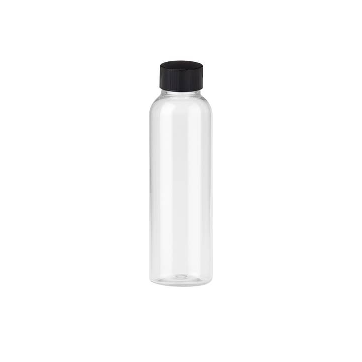 4 oz Clear PET Cosmo Round Bottle with Black Ribbed Cap for wholesale by AfroCosmetics & Culture