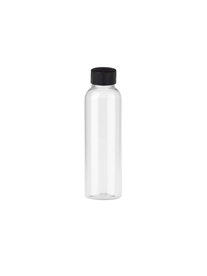 4 oz Clear PET Cosmo Round Bottle with Black Ribbed Cap for wholesale by AfroCosmetics & Culture
