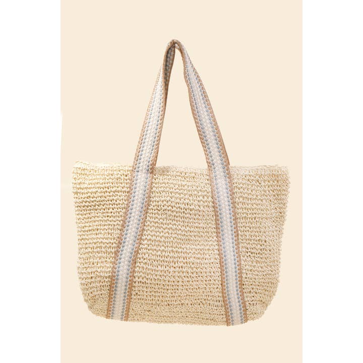 Anarchy Street - Wholesale Tote Bag - Women's - Embroidered Strap Straw Knit Tote Bag