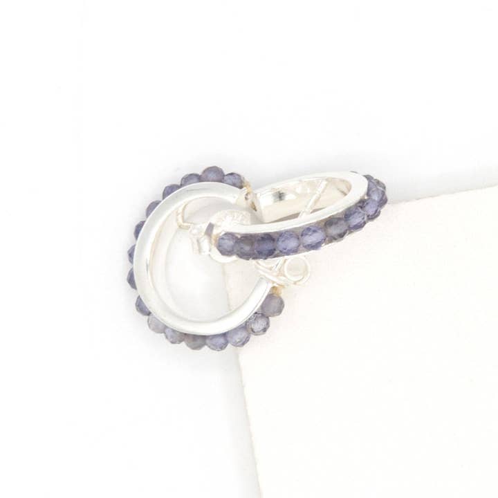 Fair Anita - Wholesale Hoop Earrings - Iolite Stone Sterling Silver Hoops1