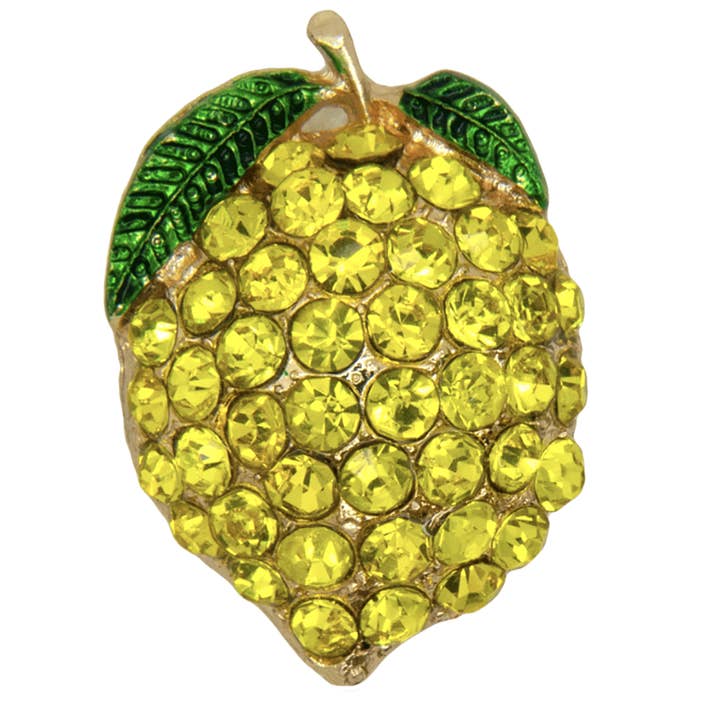 rhinestone lemon pin for wholesale by Godert Amsterdam