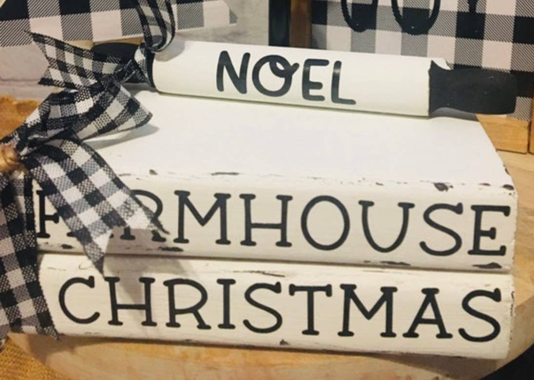 Penny Pinch Decor, LLC - Vente Matériels de bricolage - Blocs de bois rectangulaires pour livres style ferme avec un bord arrondi6