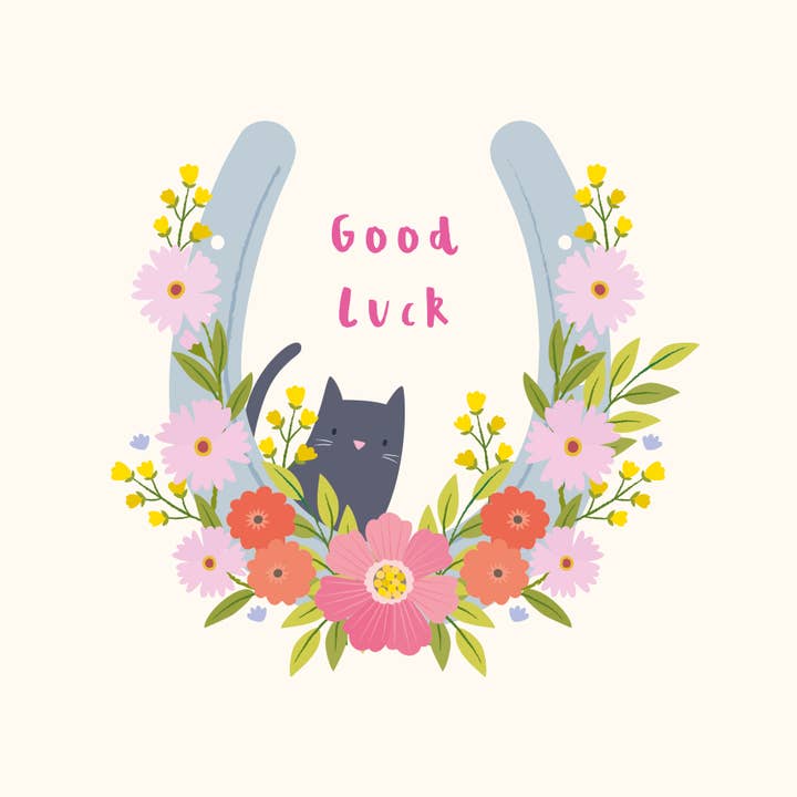 Klara Hawkins - Wholesale Good Luck Card - Good Luck Black Cat and Horseshoe card | Good Luck Card2