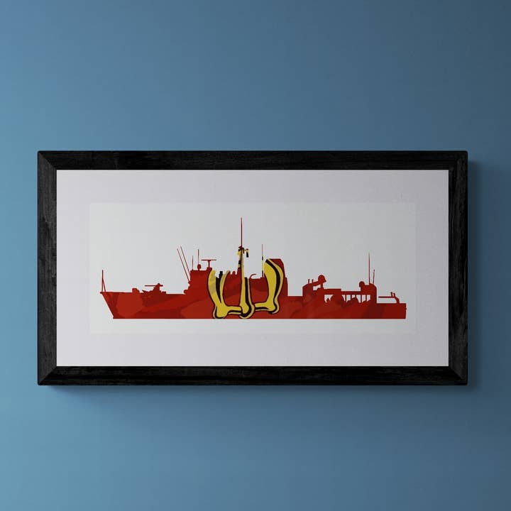 Estampado de silueta HMS Brocklesby para venta al por mayor de Gillian Jones Designs