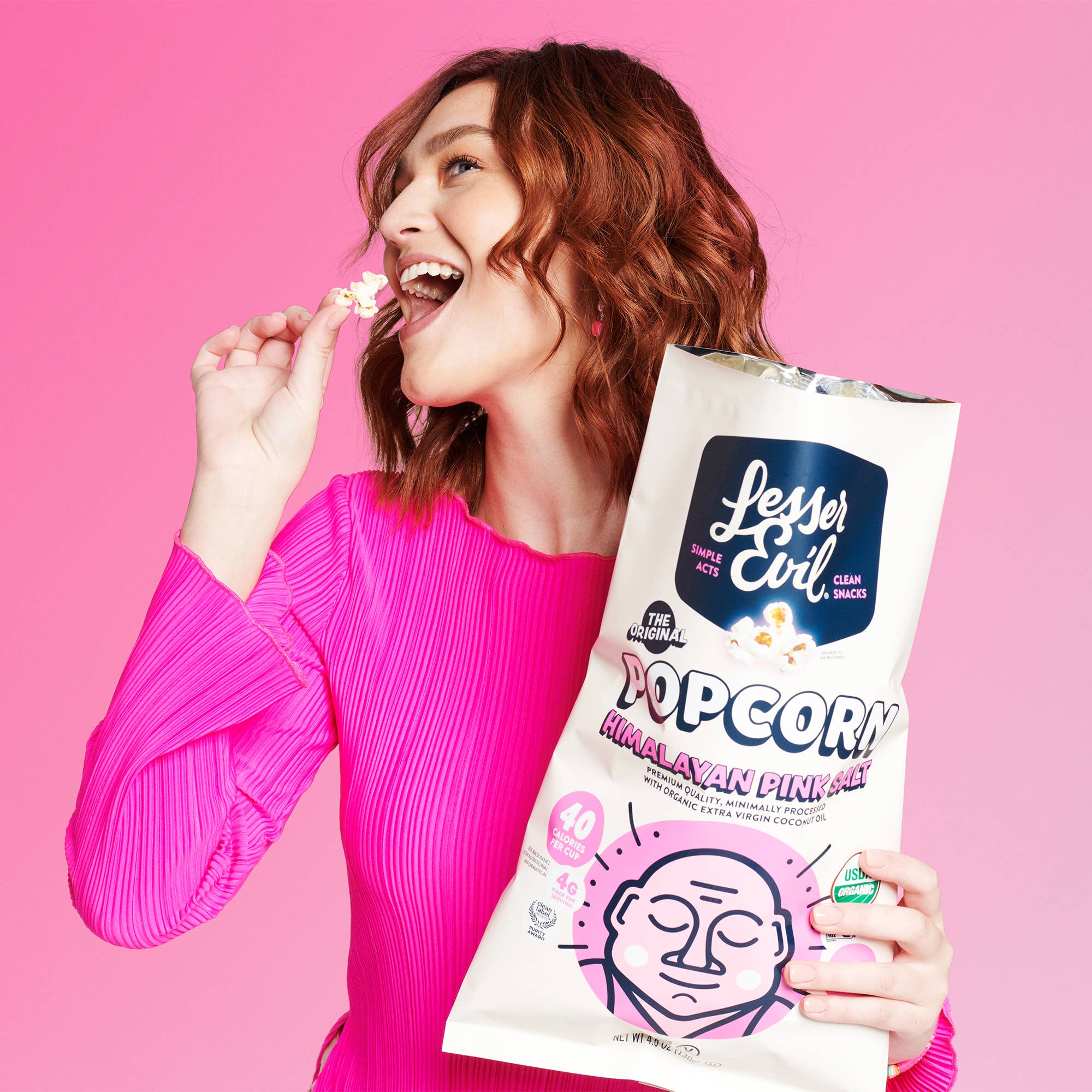 LesserEvil - Wholesale Popcorn - Organic Popcorn, Himalayan Pink 4.6 oz4