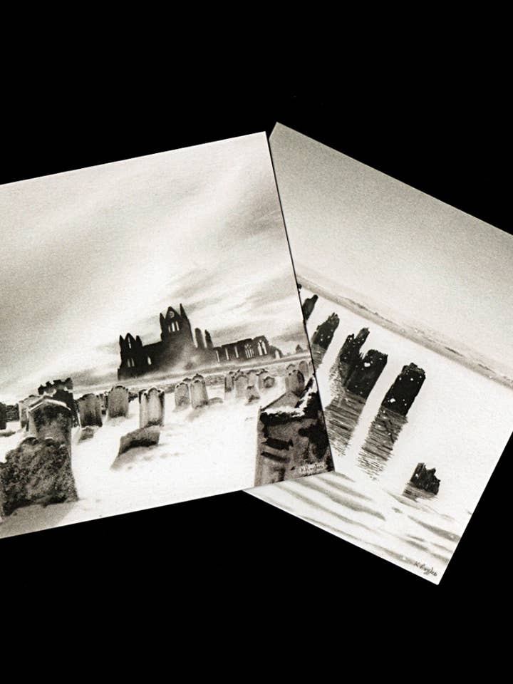 Snowscape Card Set, 2 Pack of Blank Art Cards for wholesale by Drawing In Dark