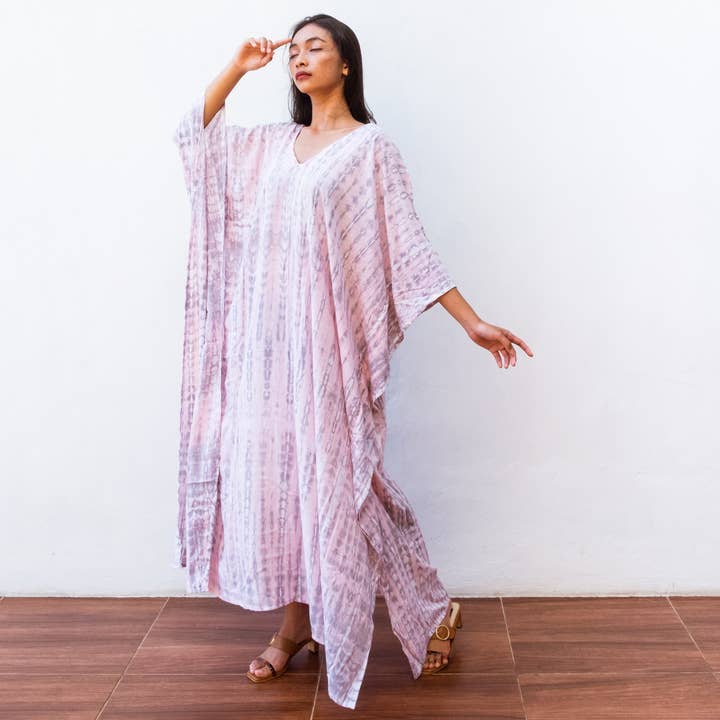 Bali Harvest - Venta al por mayor Caftán - Mujer - Vestido Kaftán Tie Dye (Rosa) - Vestido de Playa Resort Wear Bikini