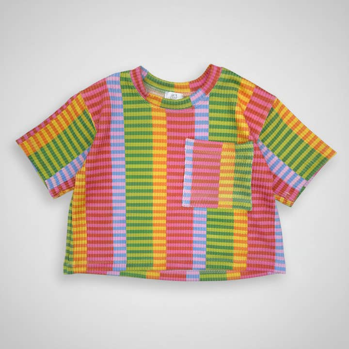 Kids Good Vibrations Tee – Multicolor Stripe for wholesale by Best Day Ever Kids