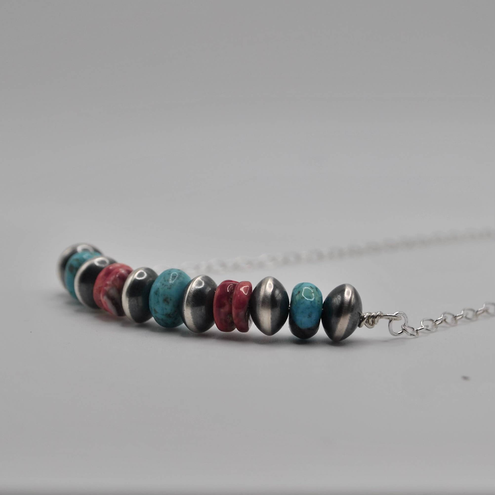 Ella Elisabeth Designs - Wholesale Beaded/Pearl Necklace - Navajo Pearl, Spiny Oyster Shell and Turquoise Bar Necklace 2