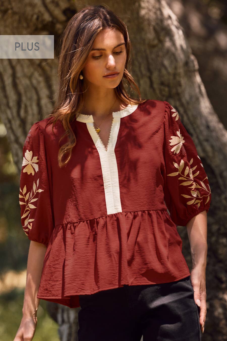 Oddi - Wholesale Blouse - Women's - Plus Solid Airflow Peplum Blouse 2