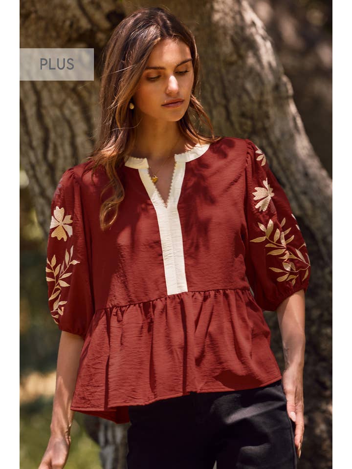 Oddi - Wholesale Blouse - Women's - Plus Solid Airflow Peplum Blouse 2