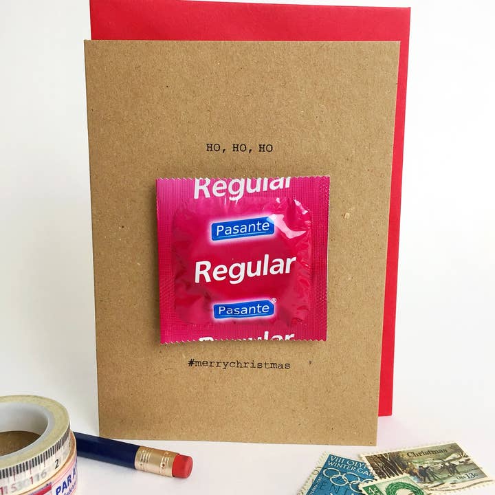 Carte de vœux de Noël HO, HO, HO #MERRY pour la vente par fracas studios.