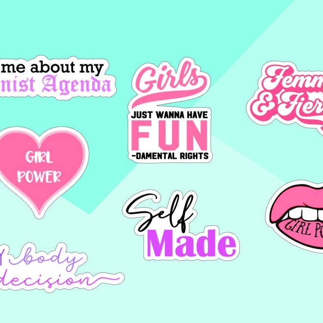 Feminist Agenda - Girl Power - Self Made - My Body My Choicer - Femme & Fierce - Girls Just Want FUNdamental Rights - Vinyl Sticker for wholesale by Wild & Wicked Designs