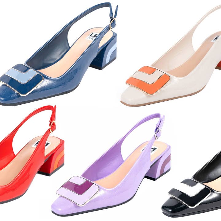 Faith Multi Stripes Color Heel Slingback for wholesale by LADY COUTURE