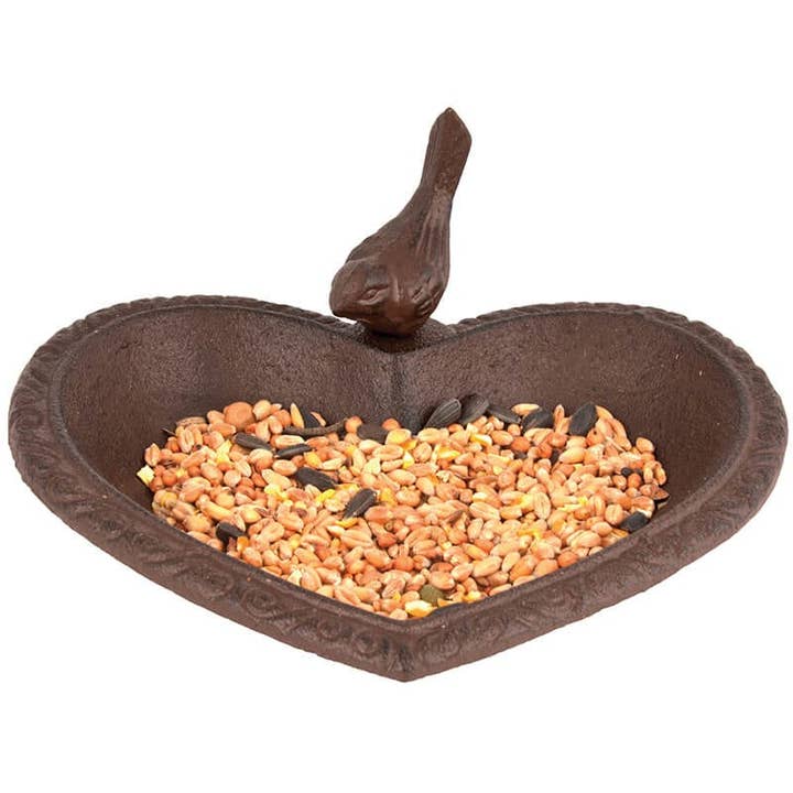 Esschert Design USA - Wholesale Bird Bath - Heart-Shaped Bird Bath, Cast Iron, Antique Brown