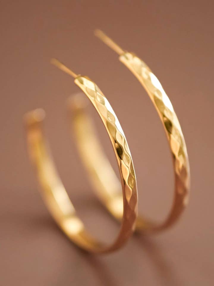 Boucles d'oreilles créoles en acier inoxydable plaqué or 18K étanches - 7130 pour la vente par Mia Accessories