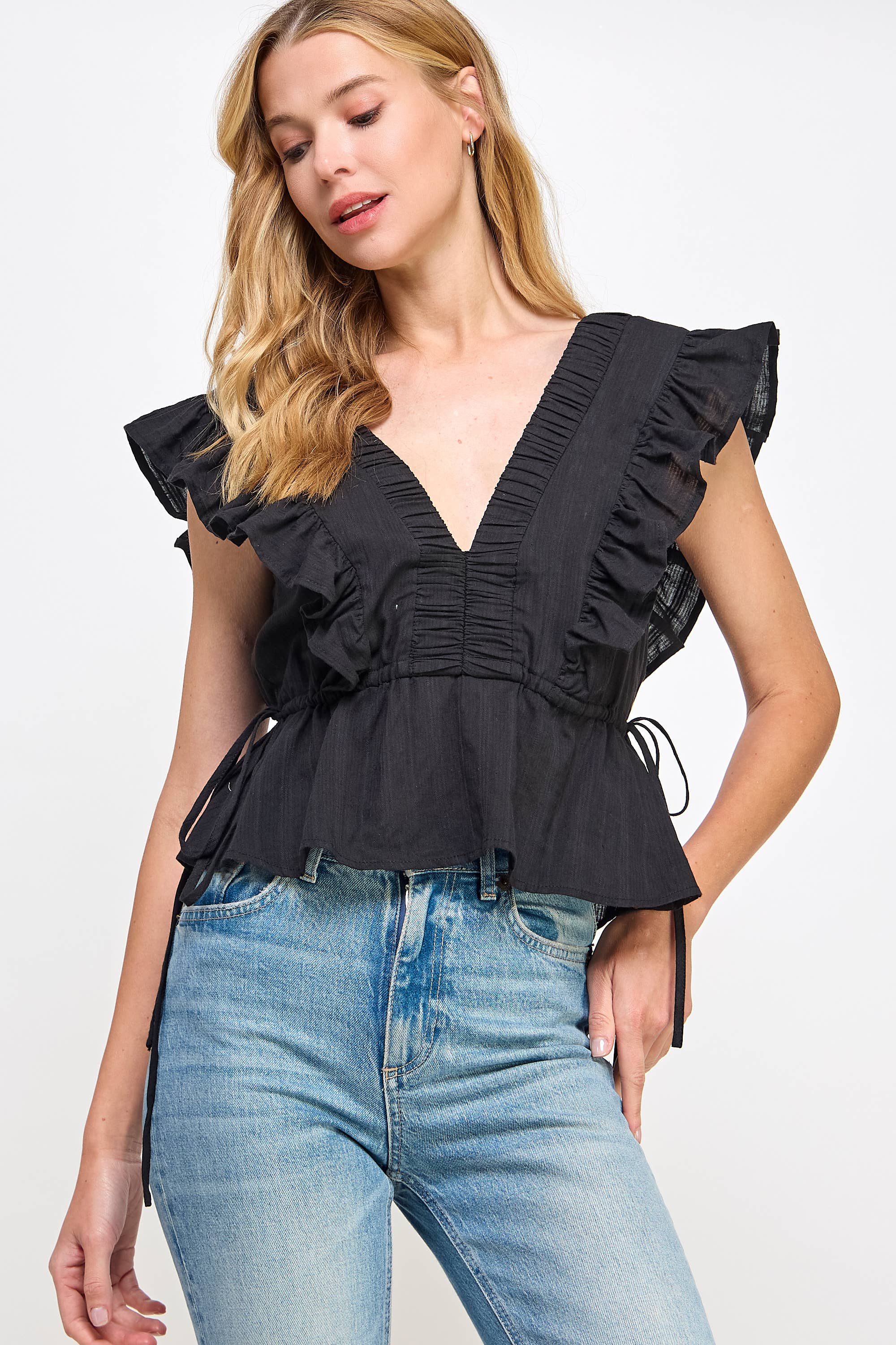 Strut & Bolt – wholesale Blouse – Women’s – Smocked Detail Ruffle Top3