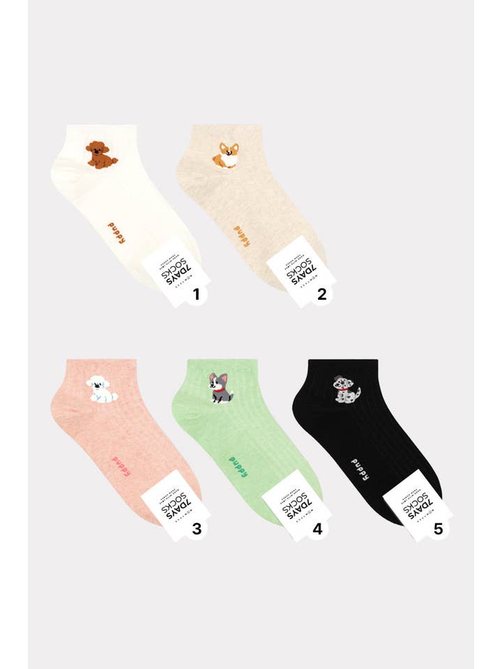 7DAYSSOCKS - Wholesale Socks - Women's - Women's Crew Puppy Friends Socks - Made in Korea5