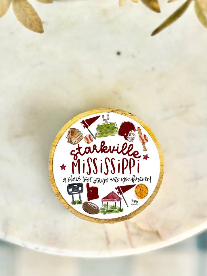 Starkville, MS Wood and Enamel Multi Sport Small Tray for wholesale by Happy By Rachel, LLC