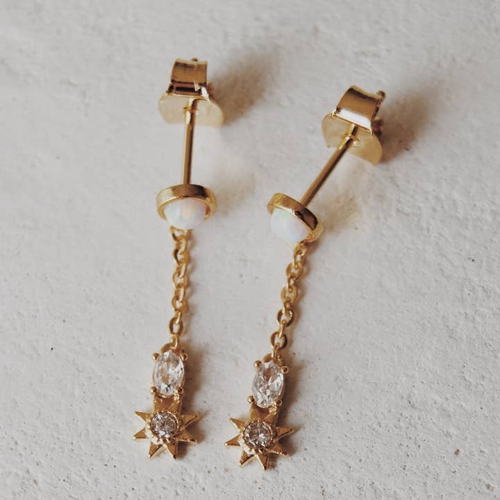Olive Branch Jewelry & Co. - Wholesale Dangle Earrings - Opal and Star Drop Stud Earrings- Olive x Honey Haus