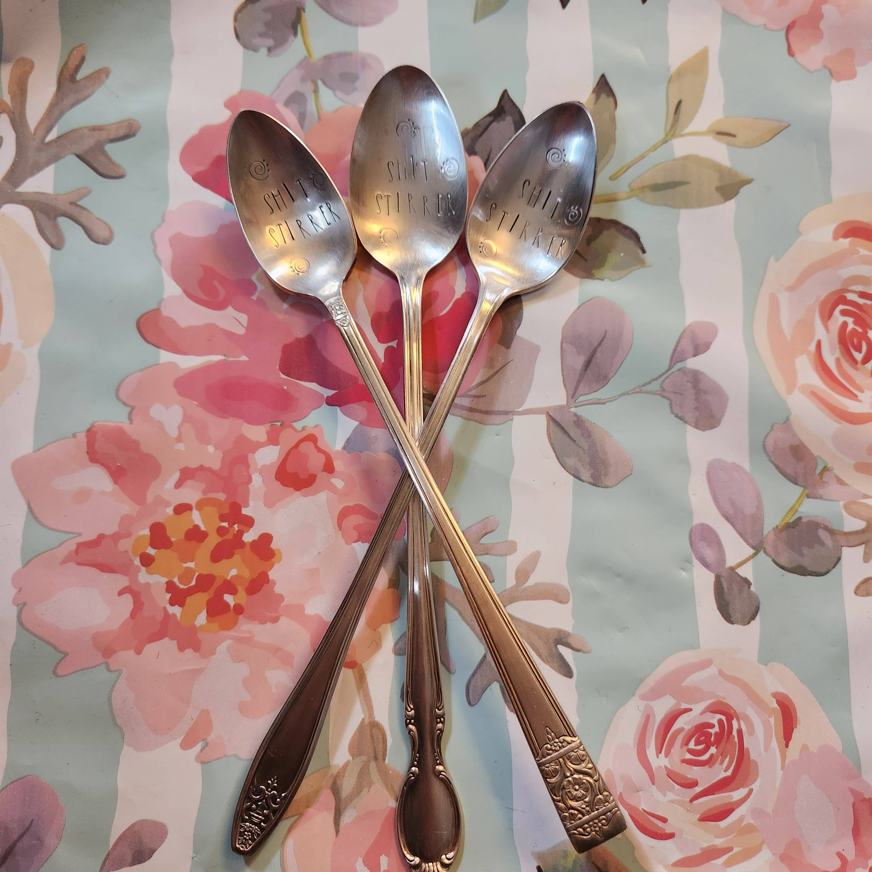 juNxtaposition® - Wholesale Serving Utensil - hand stamped vintage spoon SH*T STIRRER2