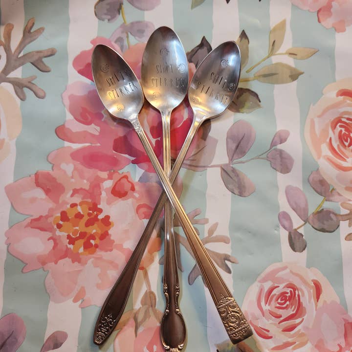juNxtaposition® - Wholesale Serving Utensil - hand stamped vintage spoon SH*T STIRRER2