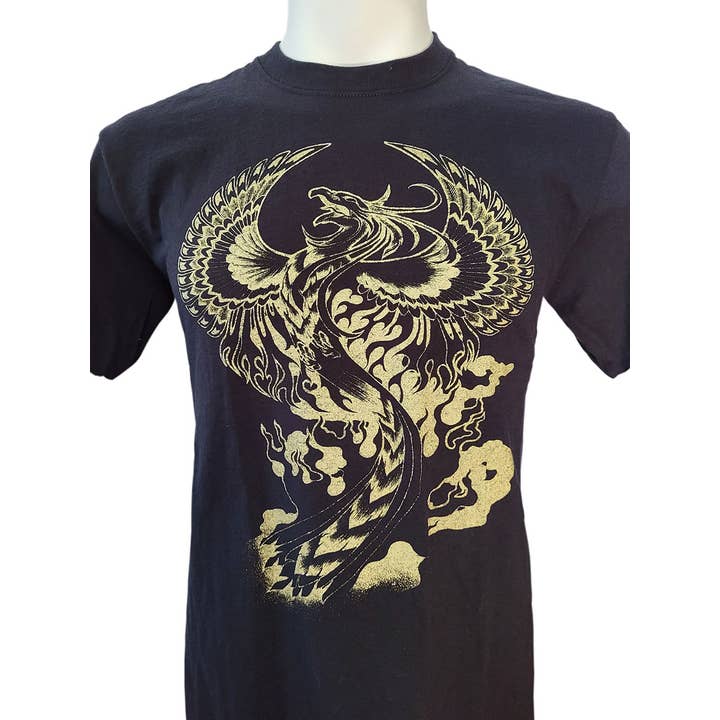 Handbedrucktes originales Grafik-T-Shirt „Phoenix“ für den Großhandel von WILD. BRAVE. FREE.