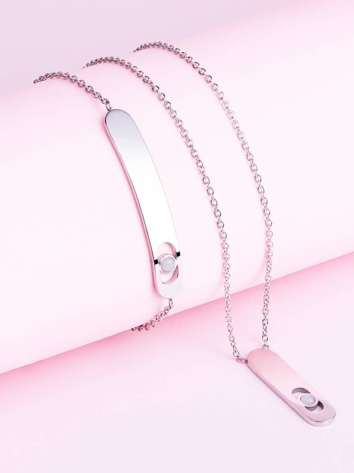 Bracciale e collana con pietra di selenite bianca per la vendita all'ingrosso da parte di Didyma