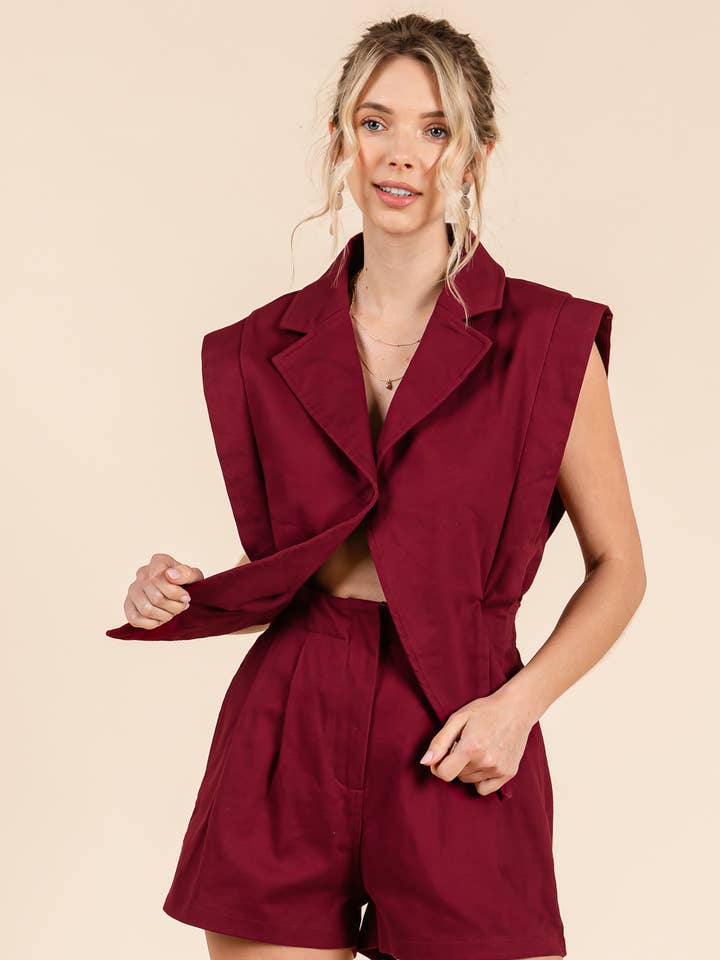 Gameday Blazer style 2fer denim romper for wholesale by BABY PINK