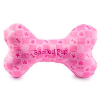 Haute Diggity Dog - Wholesale Pet Plush Toy - Dog - Pink Checker Chewy Vuiton Bone by Haute Diggity Dog