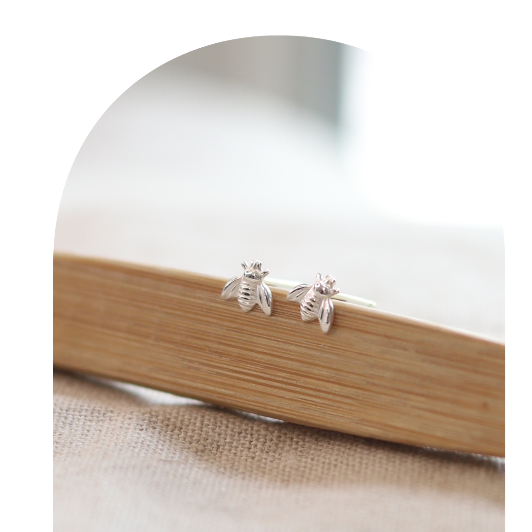 Bumble & Bee - Wholesale Stud/Post Earrings - Bumble Bee Studs - Sterling Silver2