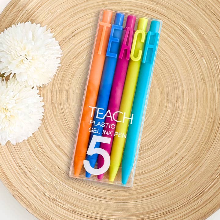 Juego de bolígrafos TEACH | 5 bolígrafos de colores con tinta negra para venta al por mayor de Tiny Gift Society