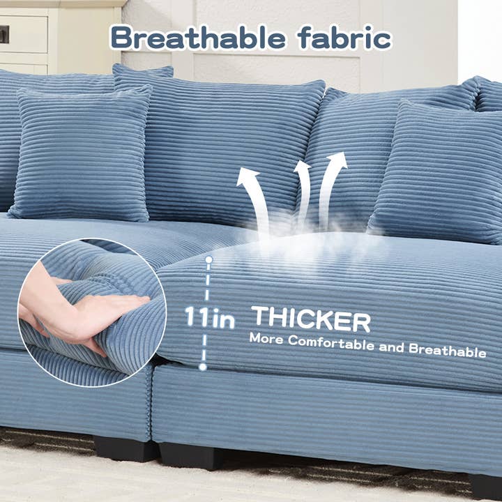 39F Inc. - Wholesale Sofa - Oversized Blue Cloud Modular Sectional Couch (13 Pillows)11