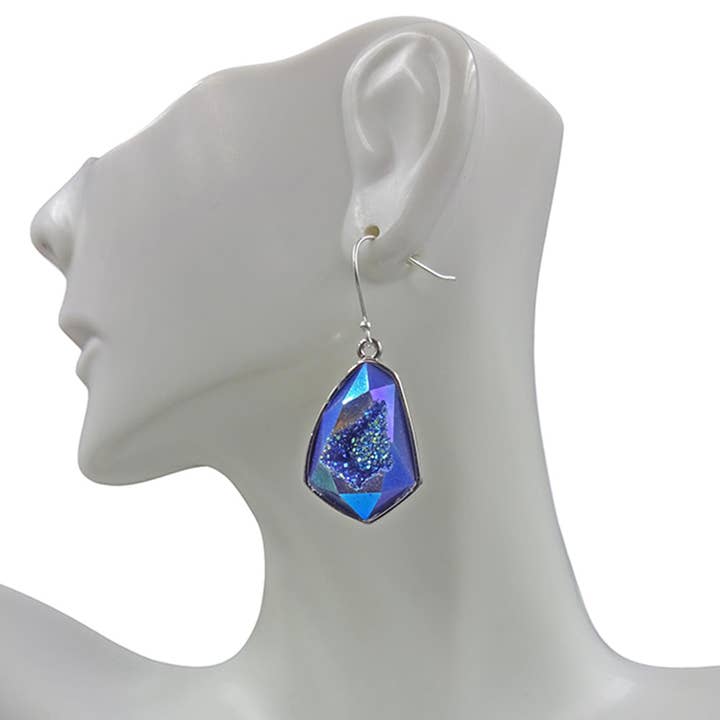 IST Jewelry - Wholesale Dangle Earrings - Blue Druzy Earring