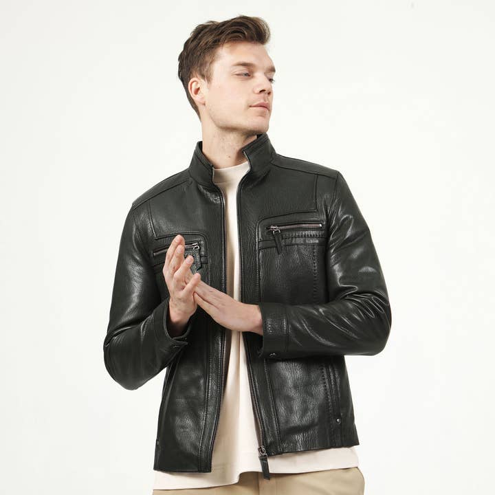 Herren Jacke und Mantel aus echtem Lammleder, schmal geschnitten, Größe XS bis 5XL für den Großhandel von Dericlub