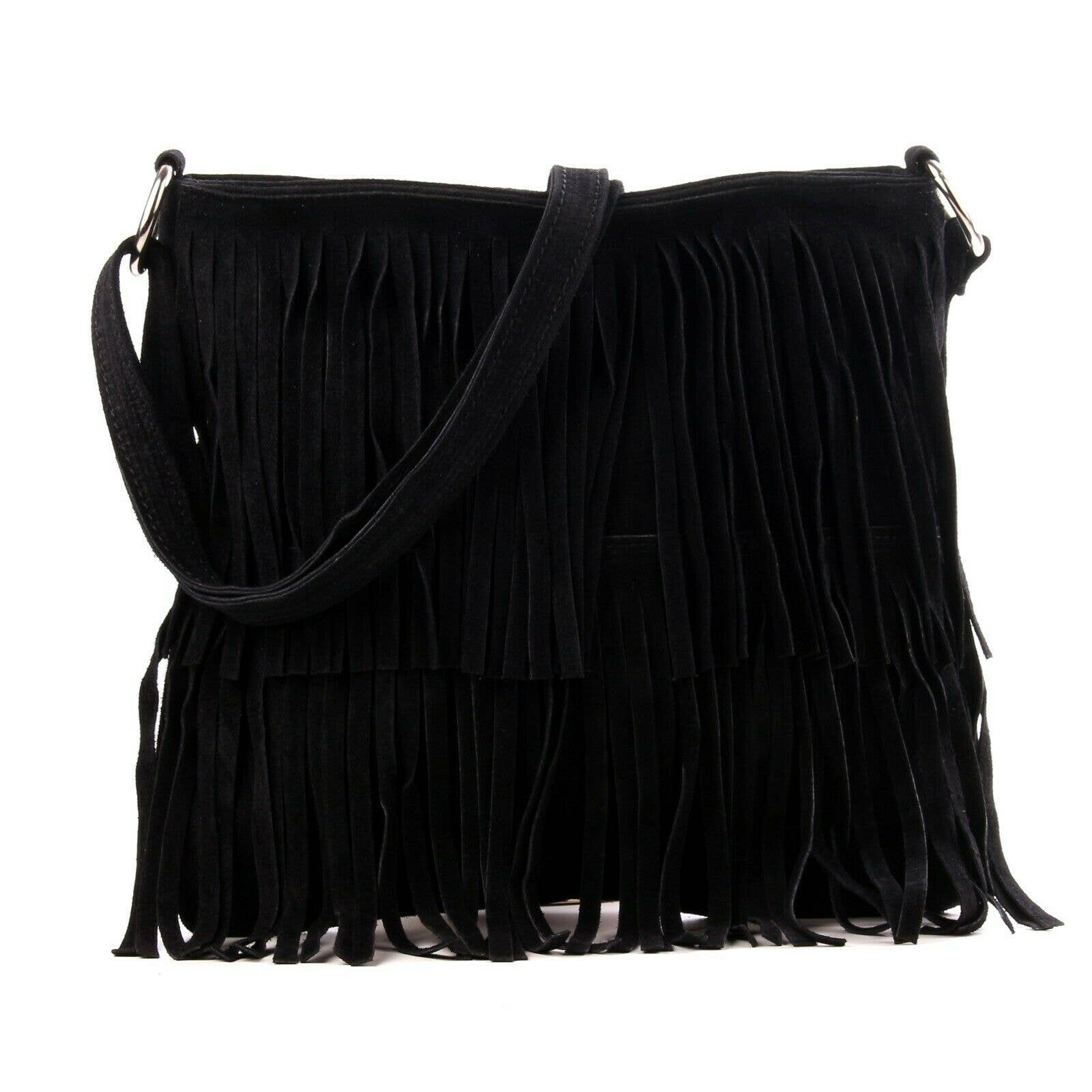 Ellas Trading - Wholesale Crossbody Bag - Women's - Italian Suede Leather Fringed Shoulder Crossbody Bag11
