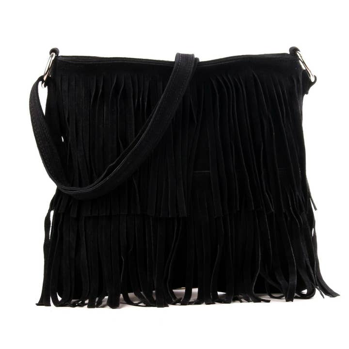 Ellas Trading - Wholesale Crossbody Bag - Women's - Italian Suede Leather Fringed Shoulder Crossbody Bag11