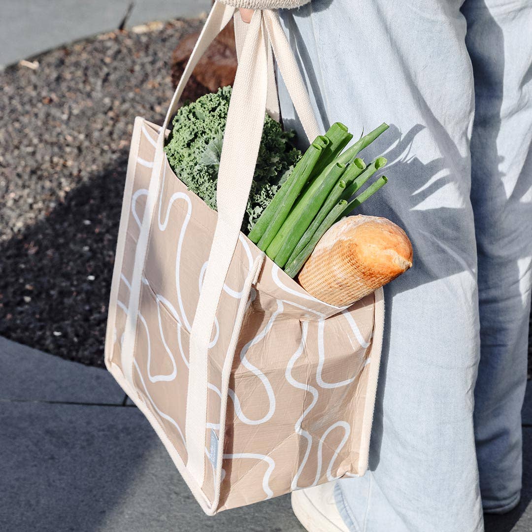 Hello Weekend - Vendita all'ingrosso Borsa per shopping/spesa - Beige neutro e fard - Borsa Daily Market con tasca1