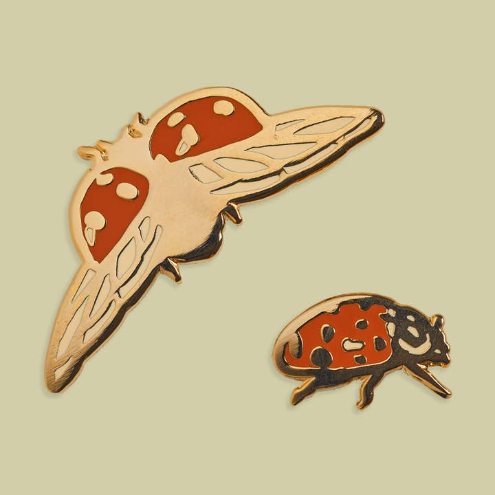 Mustard Beetle - Wholesale Lapel pin/button - Enamel Pin: Lady Beetles 1.25"0