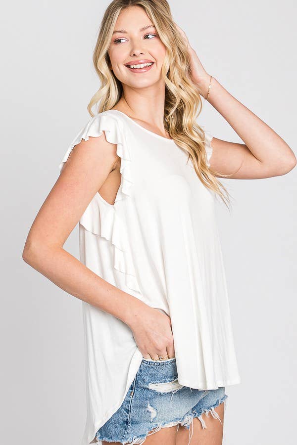 JADE BY JANE - Wholesale Tunic - Women's - Sleeveless Ruffle Top - KRT103718