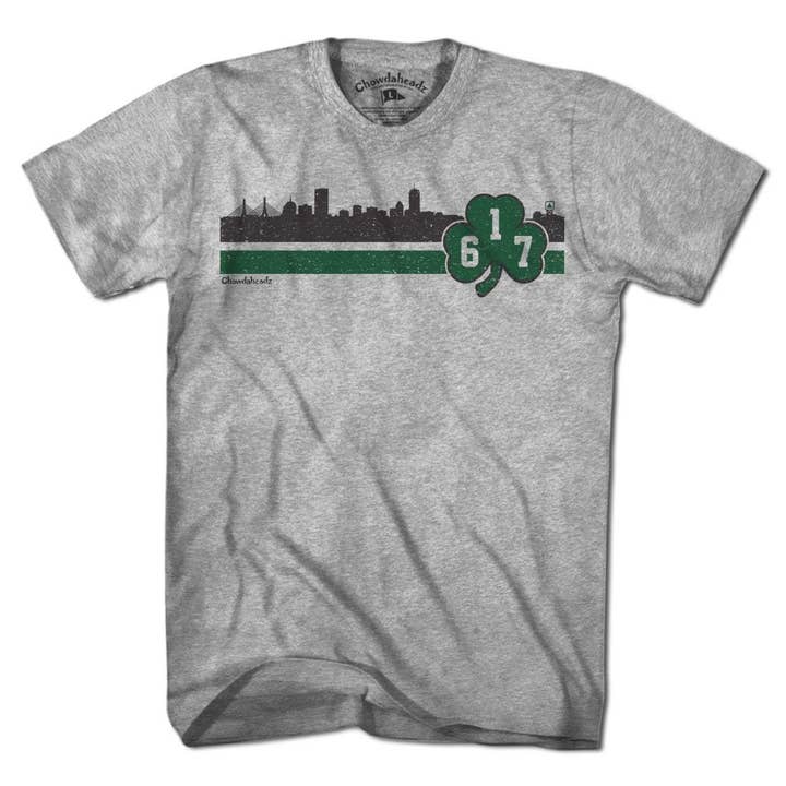 Boston 617 Shamrock Sideline T-Shirt for wholesale by Chowdaheadz