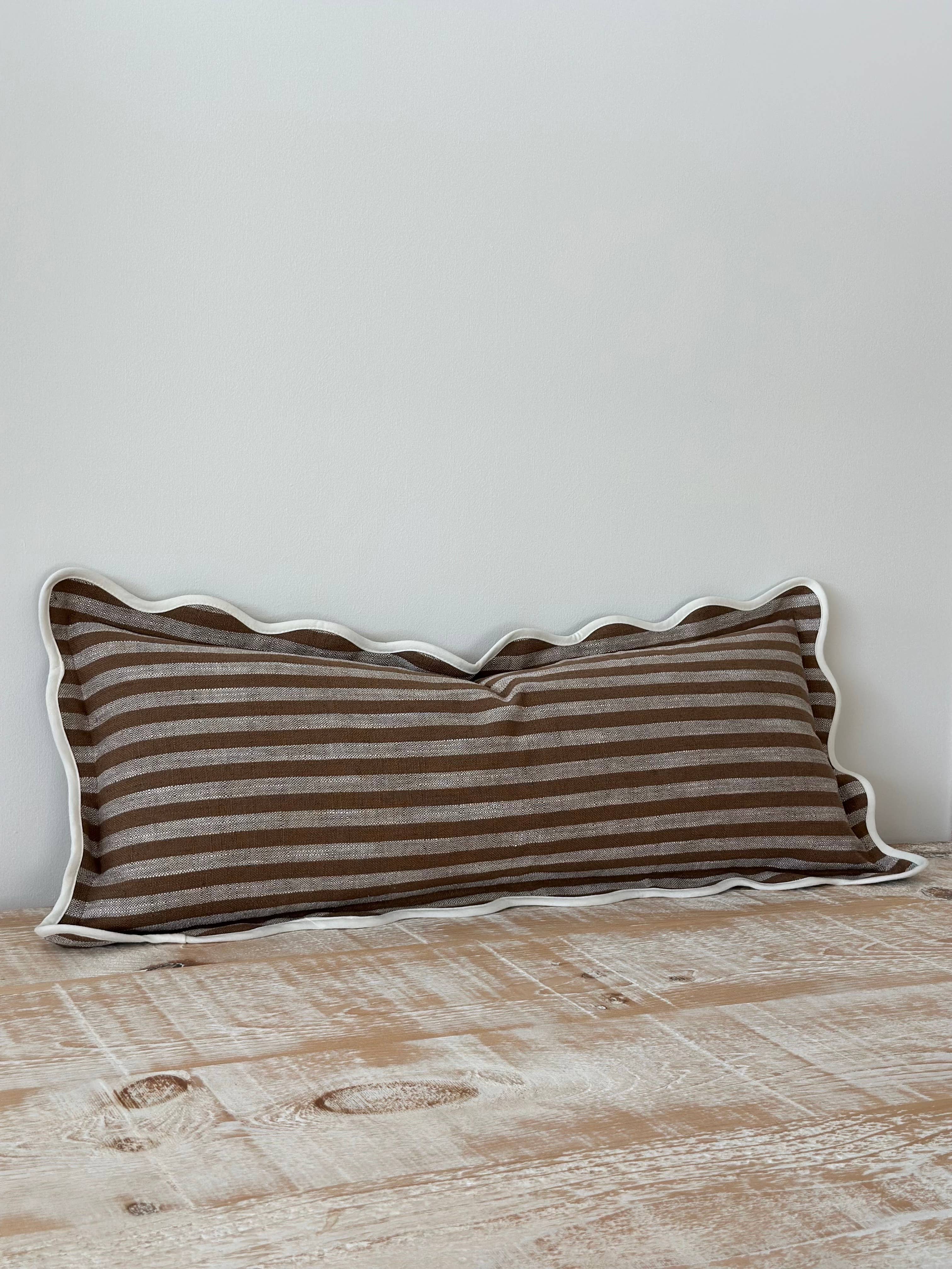 Ellenvale Trade - Wholesale Throw Pillow Cover - Chloe Brown & Cream Stripe Bolster – Brown Stripe 80x302