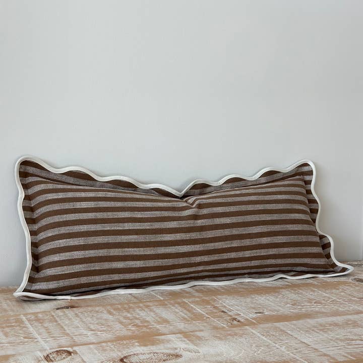 Ellenvale Trade - Wholesale Throw pillow cover - Chloe Brown & Cream Stripe Bolster – Brown Stripe 80x302
