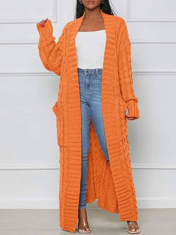 open front cable knit longline cardigan for wholesale by Fashion Combination