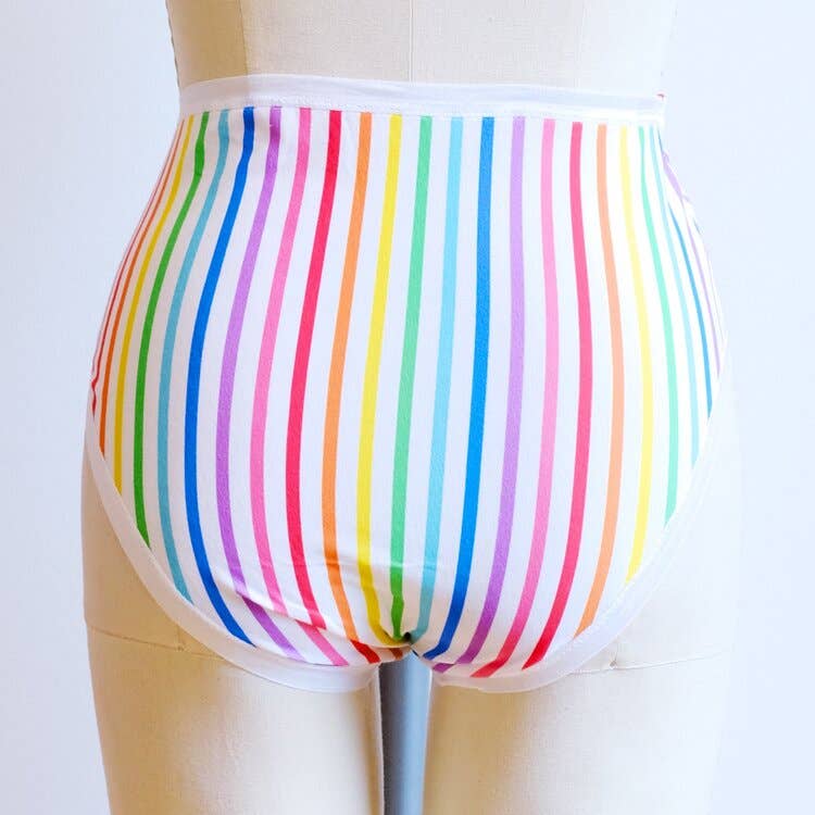 Hey Mavens! – Roupa interior - Mulher por atacado – Rainbow Risca Alta Rise Undies//cuecas multicolor3