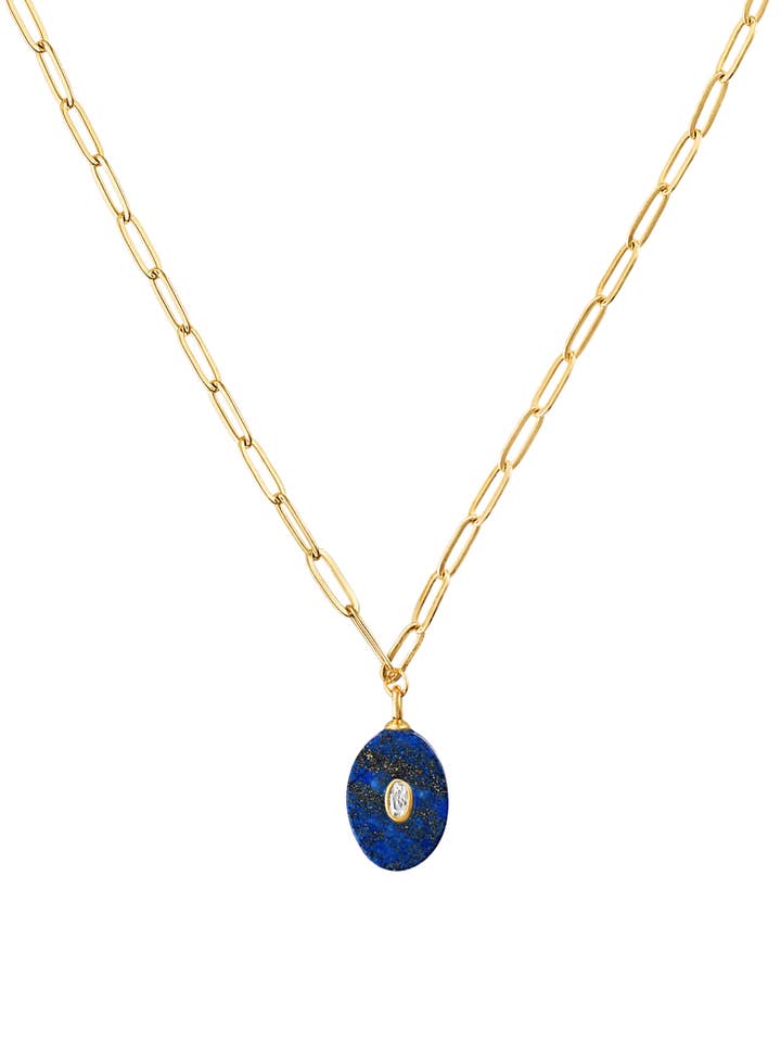REMI LAPIS PENDANT NECKLACE for wholesale by Kinsey Designs