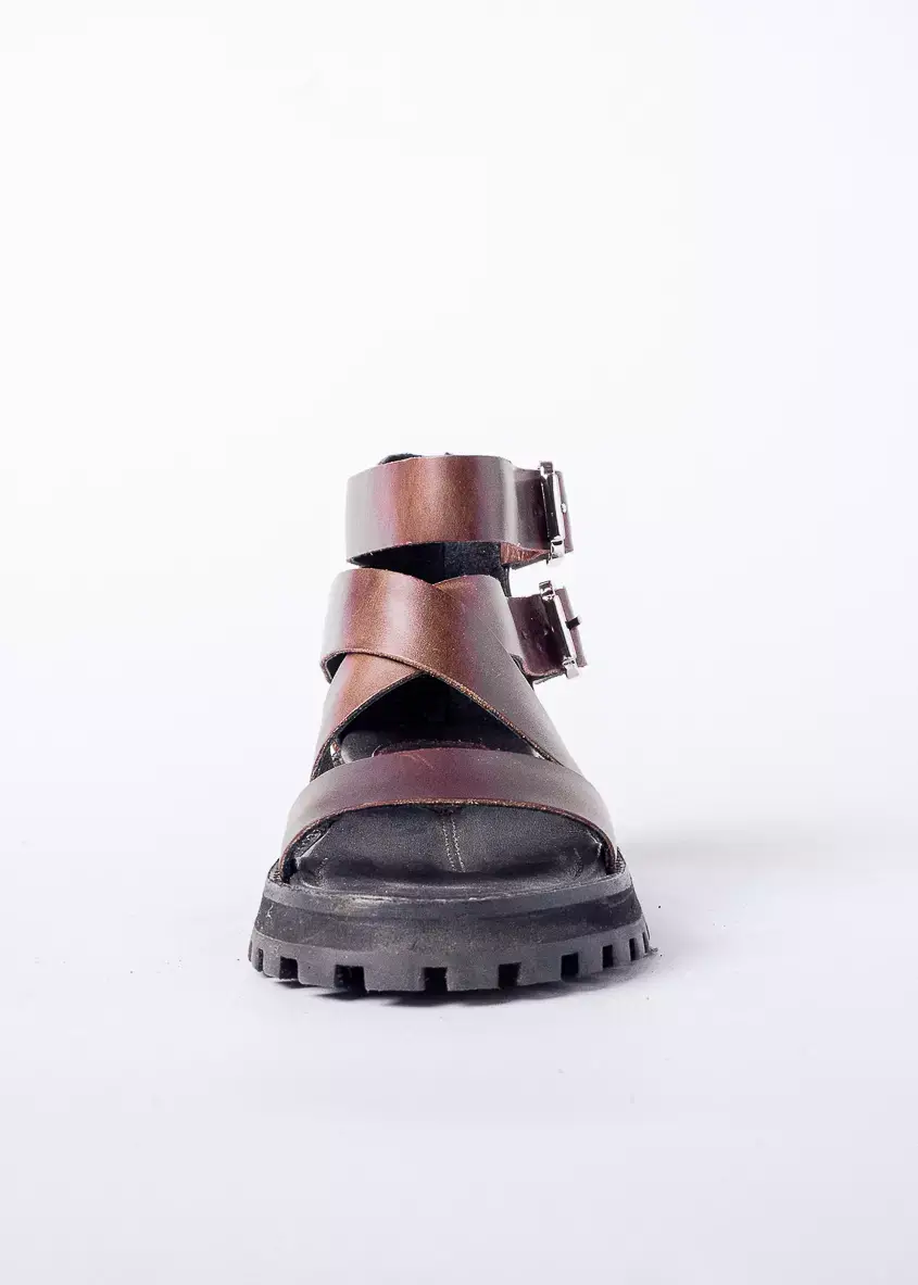 Amén - Wholesale Sandals - Women's - Brown Holy Strappy Sandals with Buckles
4