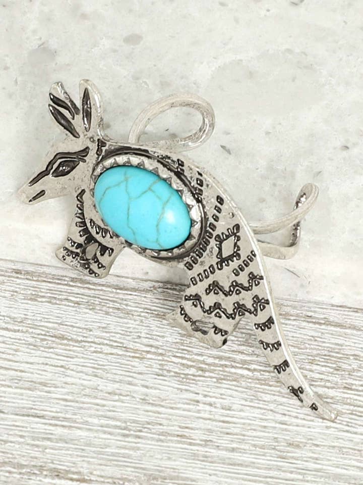 WESTERN ARMADILLO TURQUOISE CUFF RING R15238 for wholesale by anbfashion