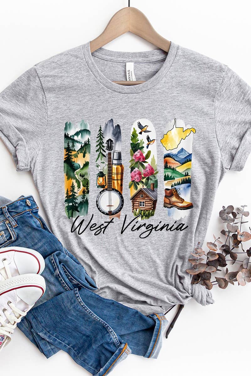 COLORBEAR - Wholesale T-Shirt (Graphic) - Women's - West Virginia State Brushstroke Graphic Tee1