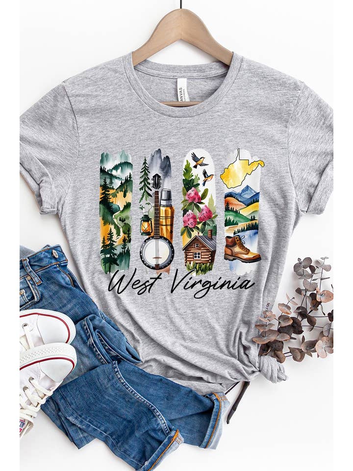 COLORBEAR - Wholesale T-Shirt (Graphic) - Women's - West Virginia State Brushstroke Graphic Tee1